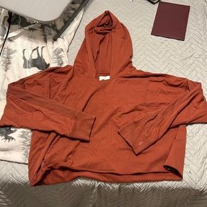 Offline/Aerie rust-colored cropped hoodie